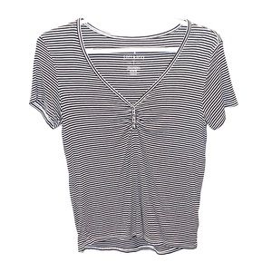 black and white stripped top